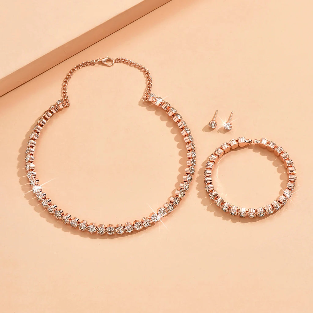 4 pieces of women's fashionable and minimalist necklaces with earrings, bracelets, jewelry sets, banquet and party accessories